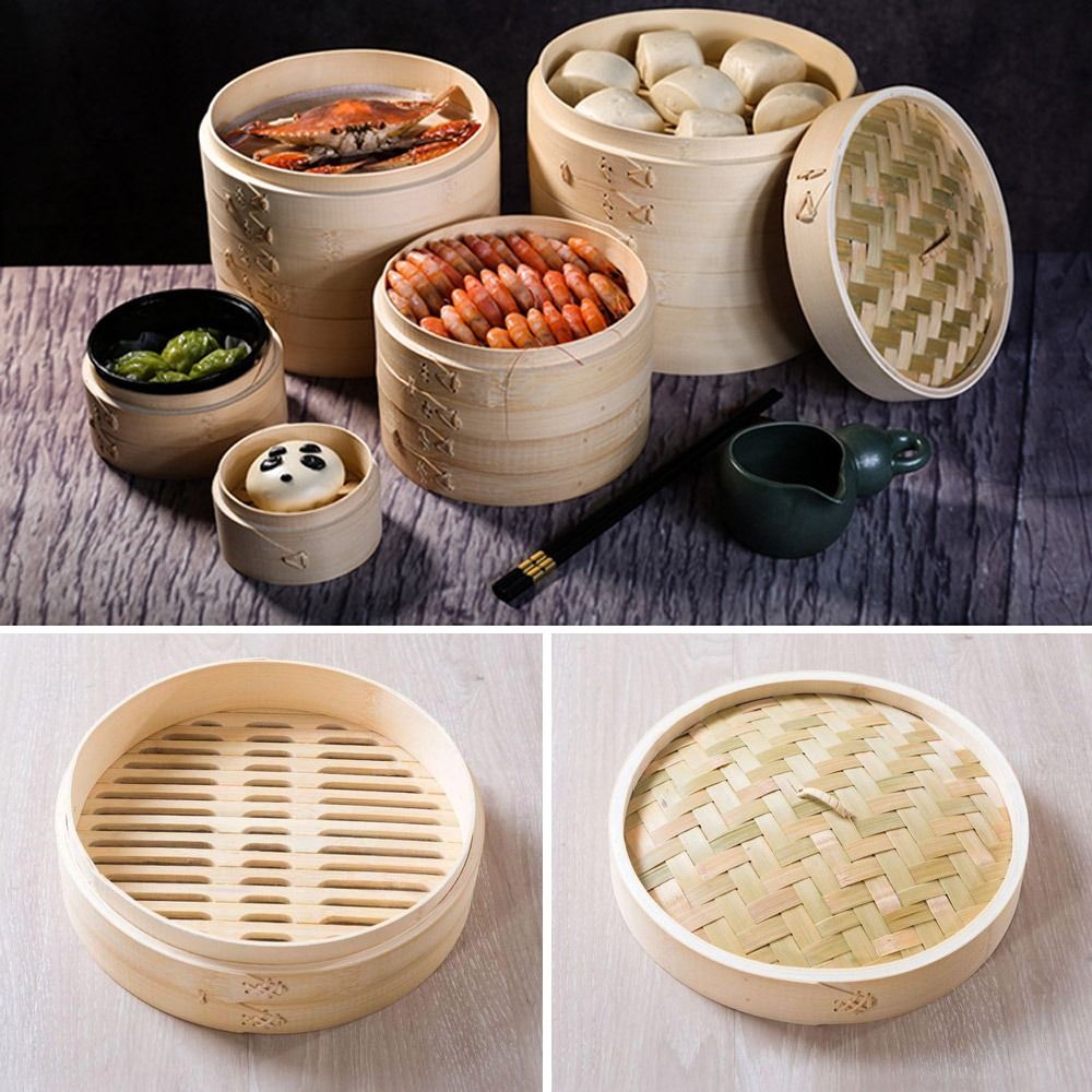 Bao Steamer Bamboo - ตะกร้า kukusan bambu พร้อมฝาปิด kukusan bambu