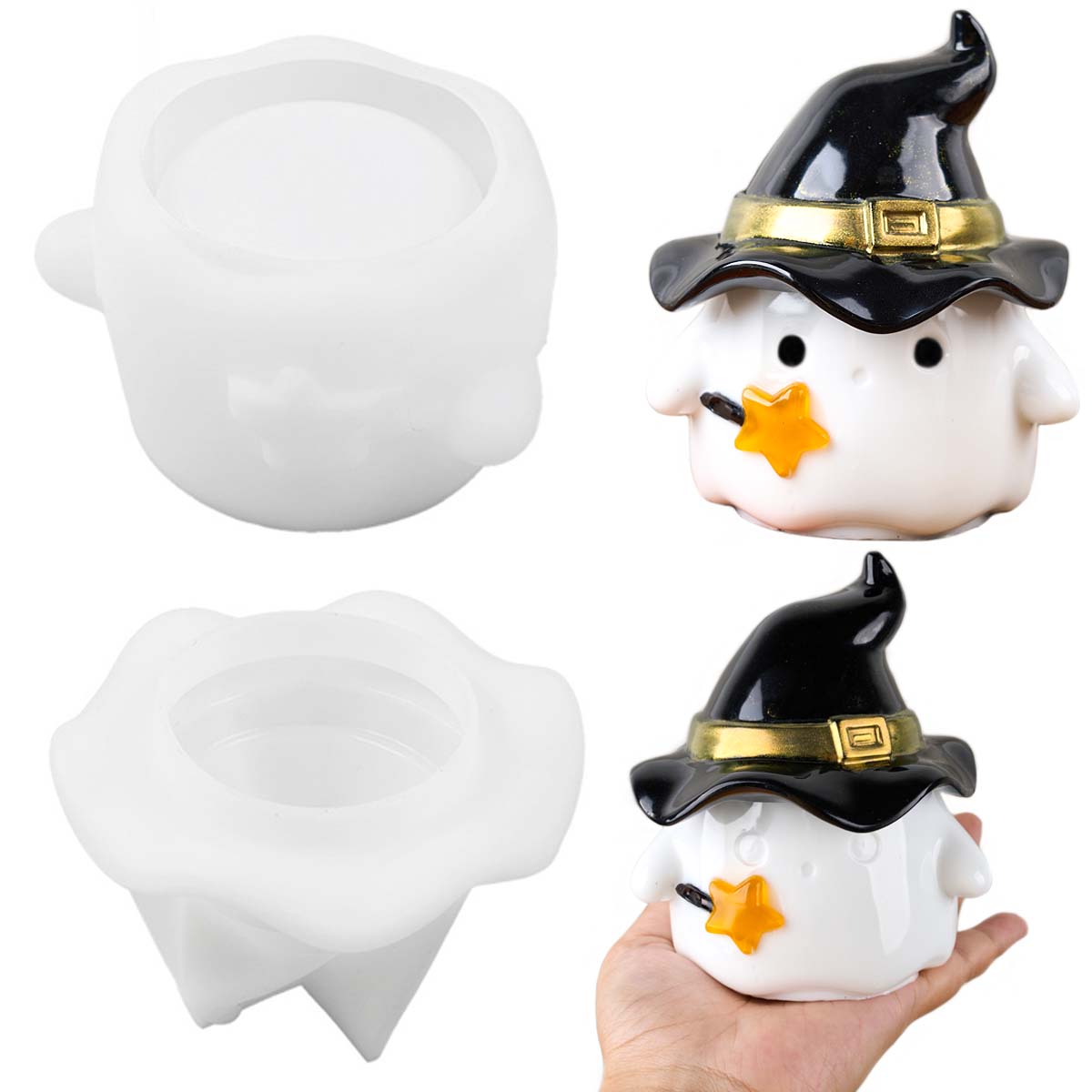 Potsticker Mold - หมวก Ghost เทียน Jar แม่พิมพ์ซิลิโคน DIY