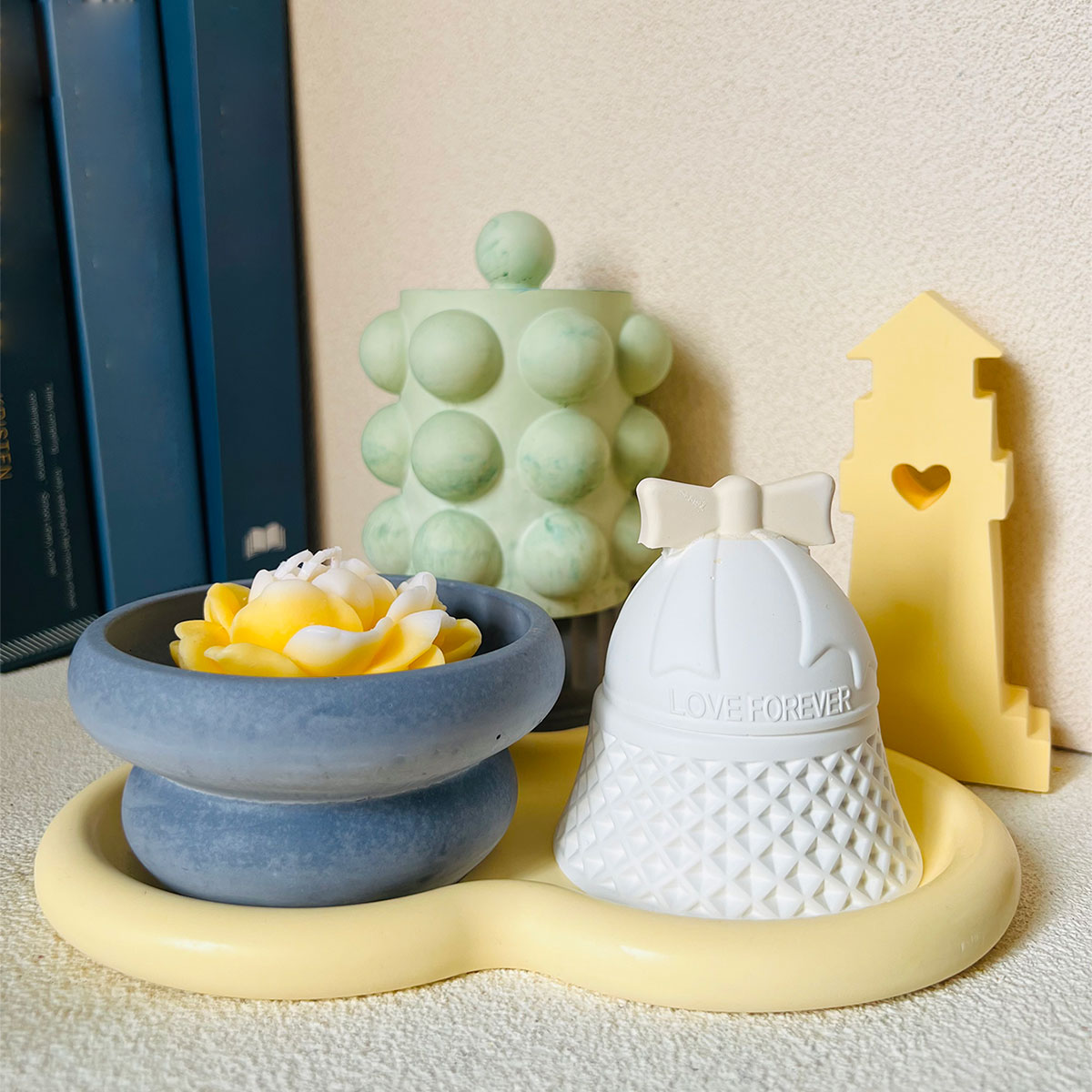 Donut Mold Silicone - โถเทียนแบบมีฟองแม่พิมพ์คอนกรีตถาดทำจากซีเมนต์ถ้วยพิมพ์เทียนหอมโดนัทเชิงเทียนเชิงเทียนจัสมิน