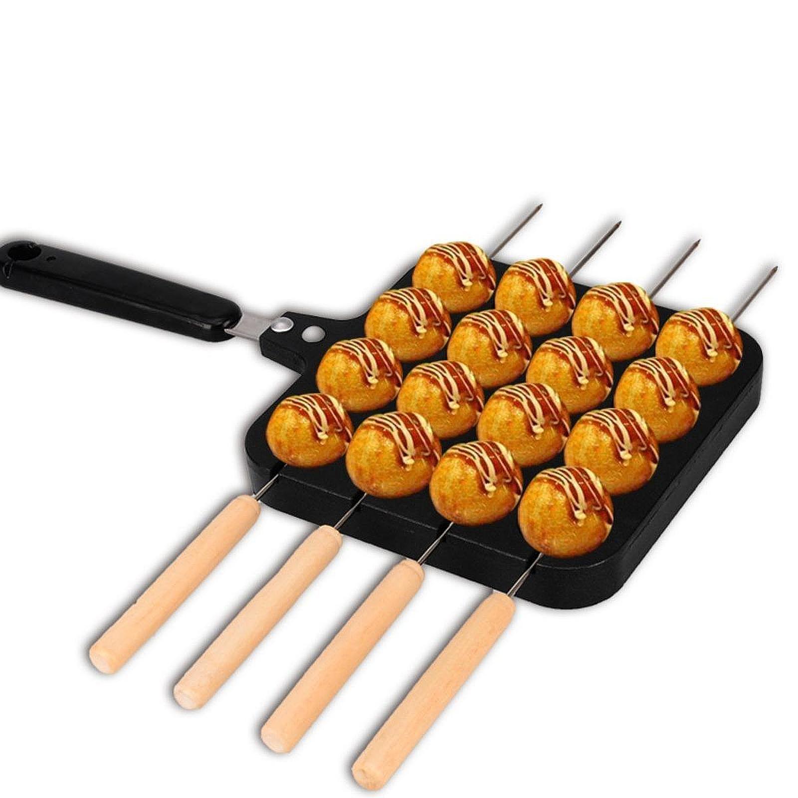 Takoyaki Grill Plate - กระทะย่างทาโกะยากิ กระทะย่างเค้ก พร้อมส้อม กระทะย่างทาโกะยากิแบบไม่ติดกระทะ สำหรับทำอาหารที่บ้าน ร้านอาหาร