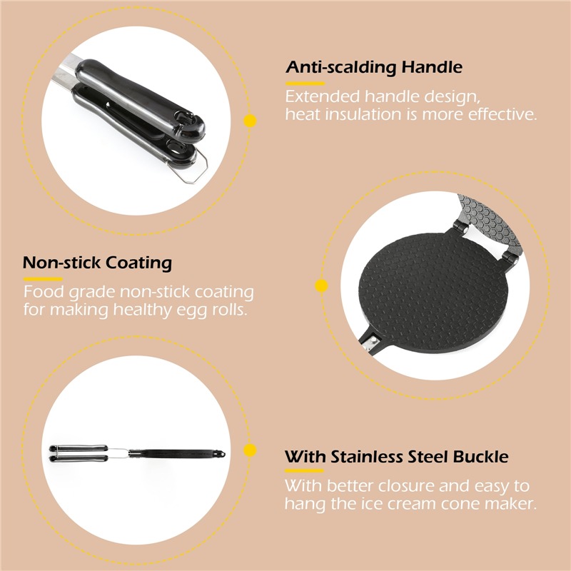 22 ซม.Non-Stick ไข่ม้วนเครื่อง - Waffle Cone Maker บทวิจารณ์และราคา